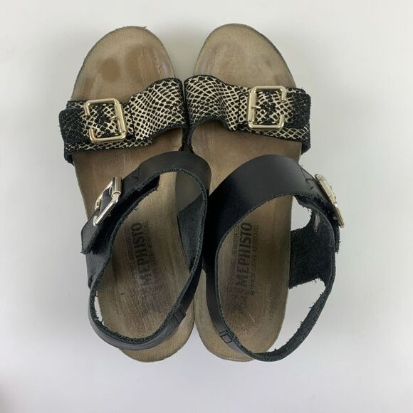 Mephisto Lissandra Wedge Sandals Adjustable Comfort Black Condor Leather 39 US 9 - Picture 6 of 16